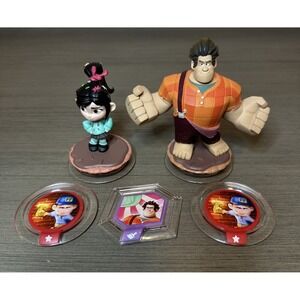 Disney Infinity Lot: Wreck-It Ralph And Vanellope Figures plus 3 Power Discs